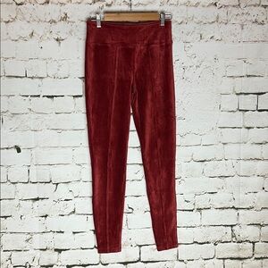 Velvet/Corduroy Look Rust Red Leggings